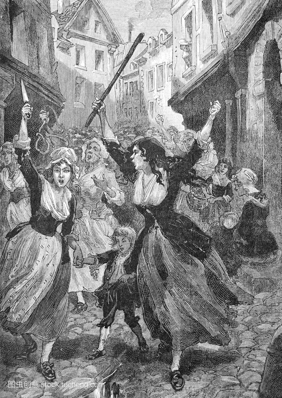 The revolt of the women, tan old engraving date