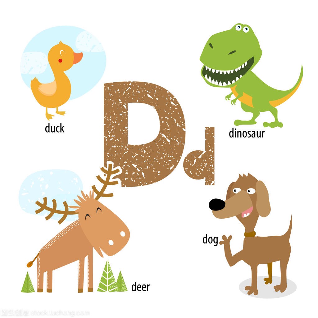 矢量插图教学儿童英语字母表与卡通动物和对象