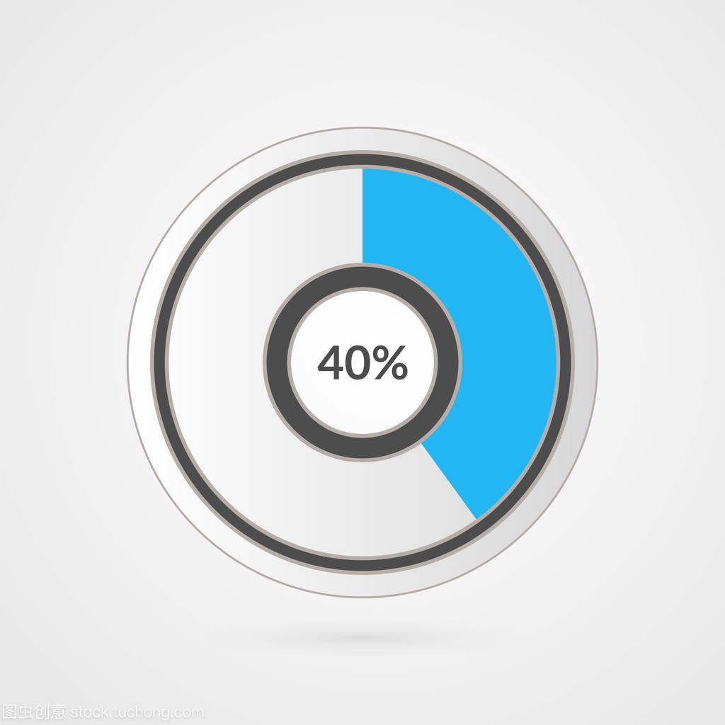 40%的蓝灰色和白色的饼图。百分比矢量信息图