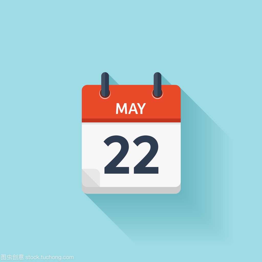 May 22. Vector flat daily calendar icon. Date an