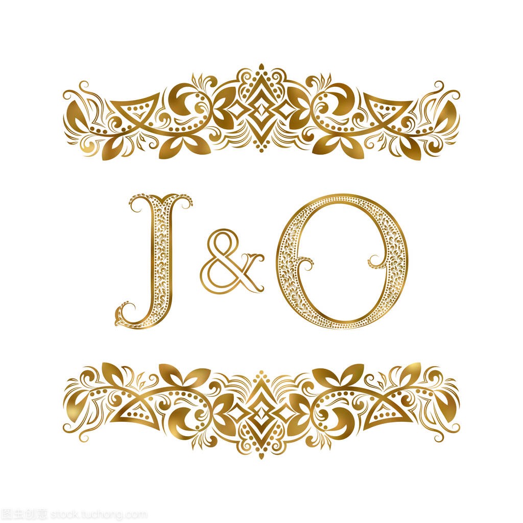 J 和 O 老式英文缩写标志符号。这些信件被包围