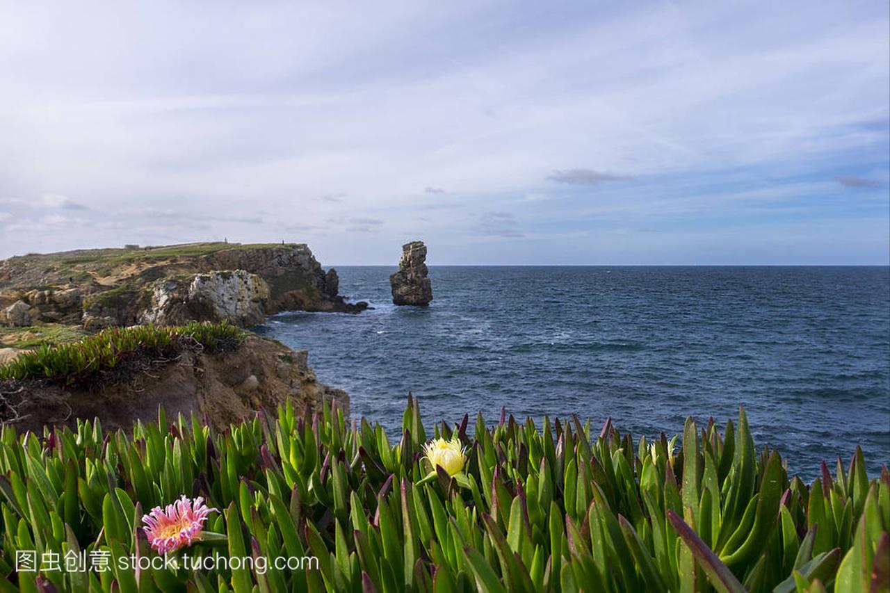 andscape at Papoa Point in Peniche Portugal w
