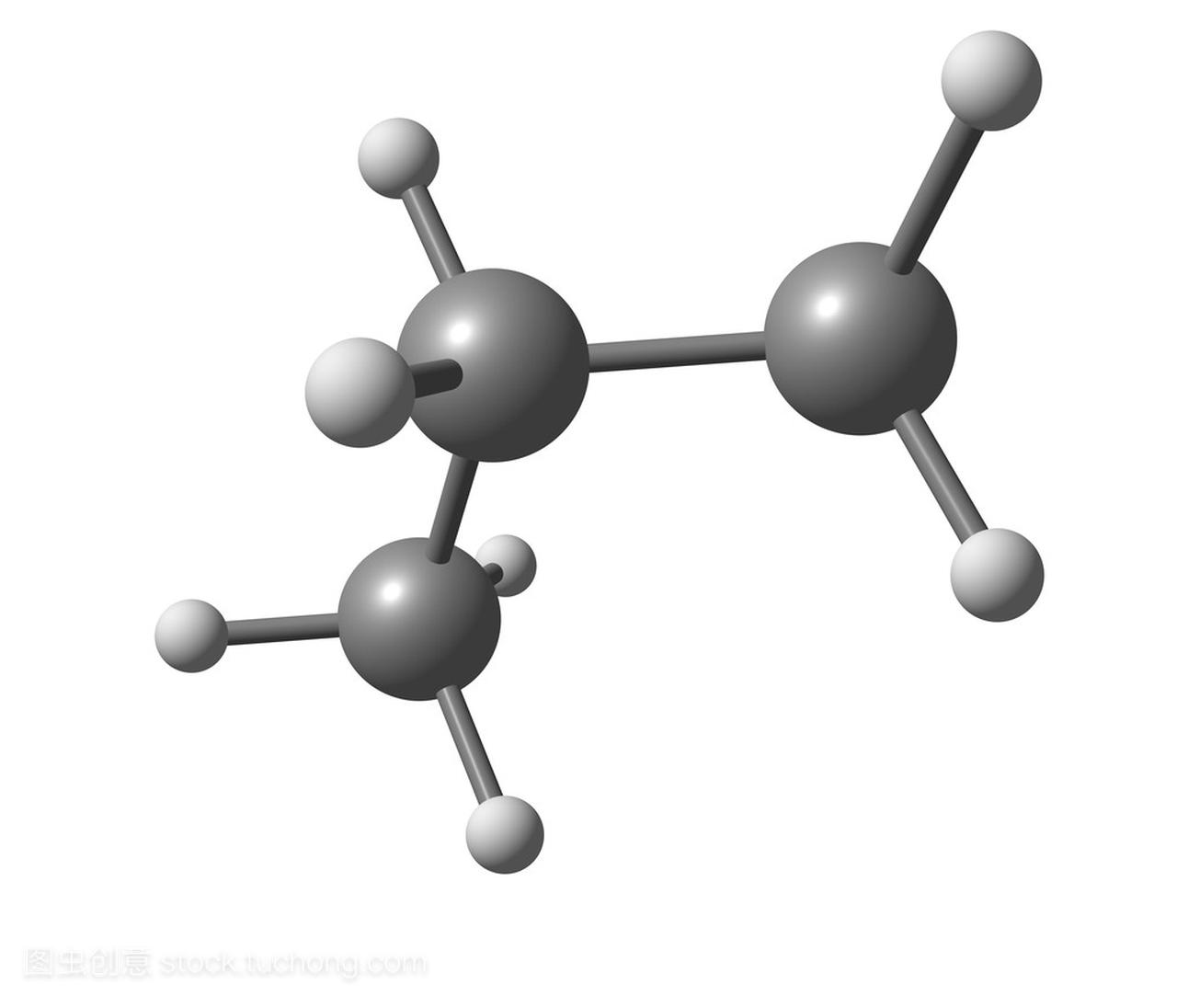 分子结构的白色衬底上的丙烷
