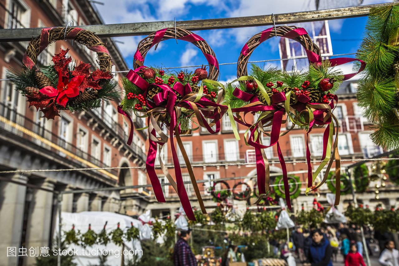 在马德里,西班牙著名的圣诞市场