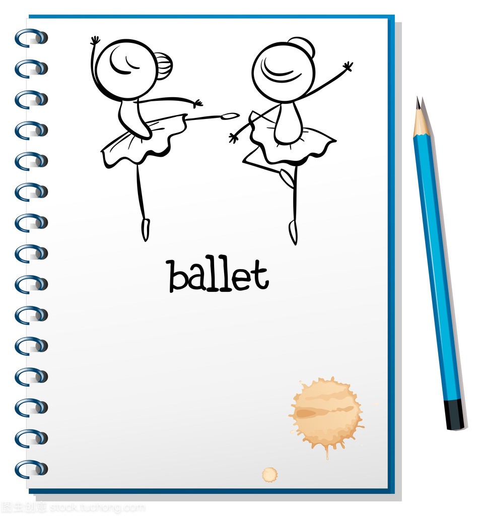 笔记本与芭蕾舞蹈家在封面页