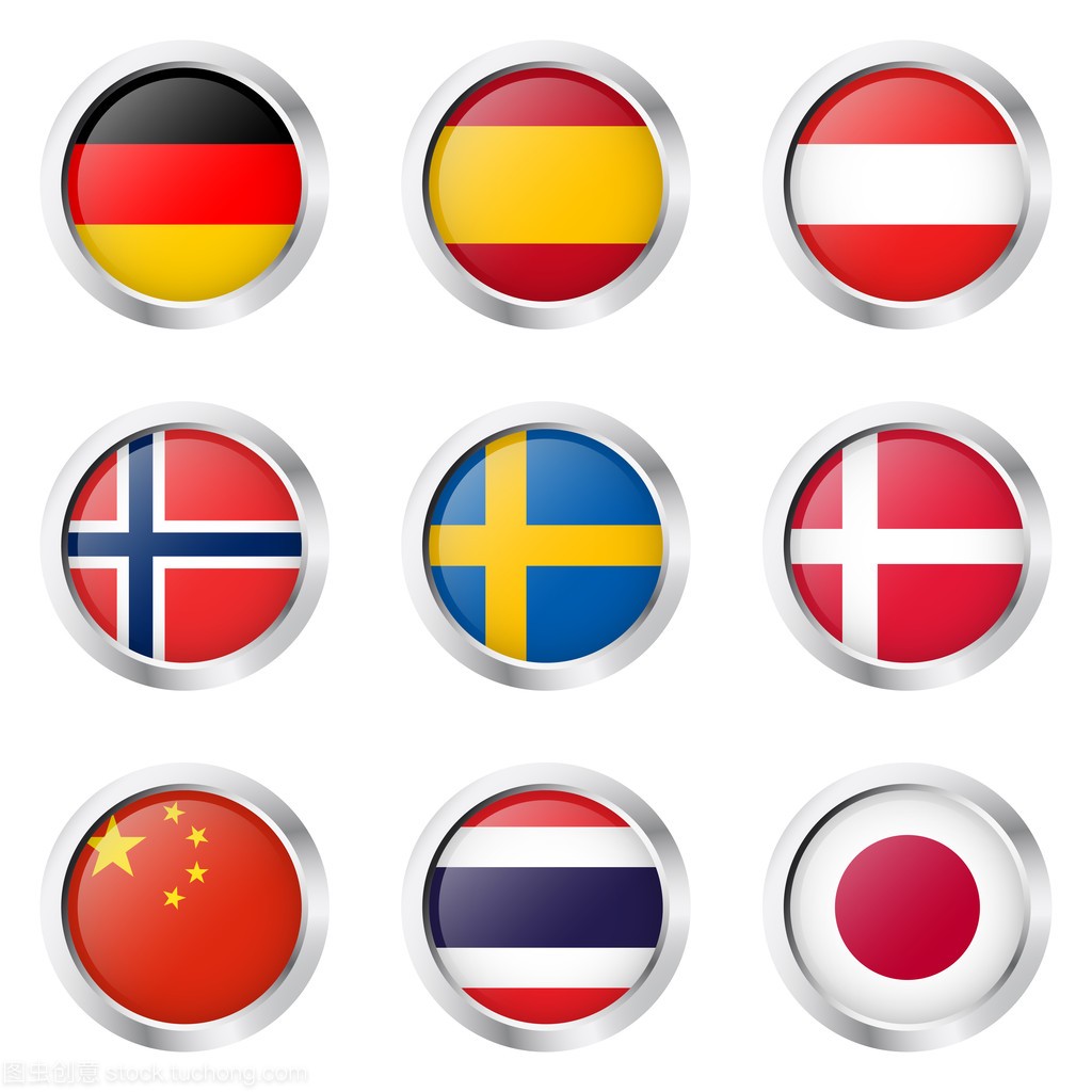 国家-不干胶标签: 德国、 西班牙、 奥地利