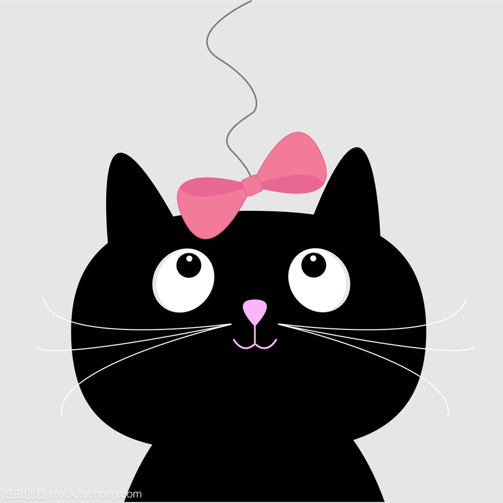 可爱的卡通黑猫。卡