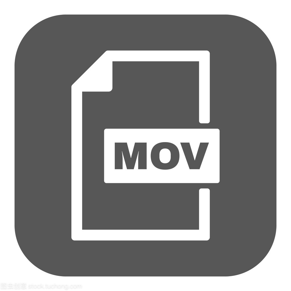 Mov 图标。视频文件格式符号。单位