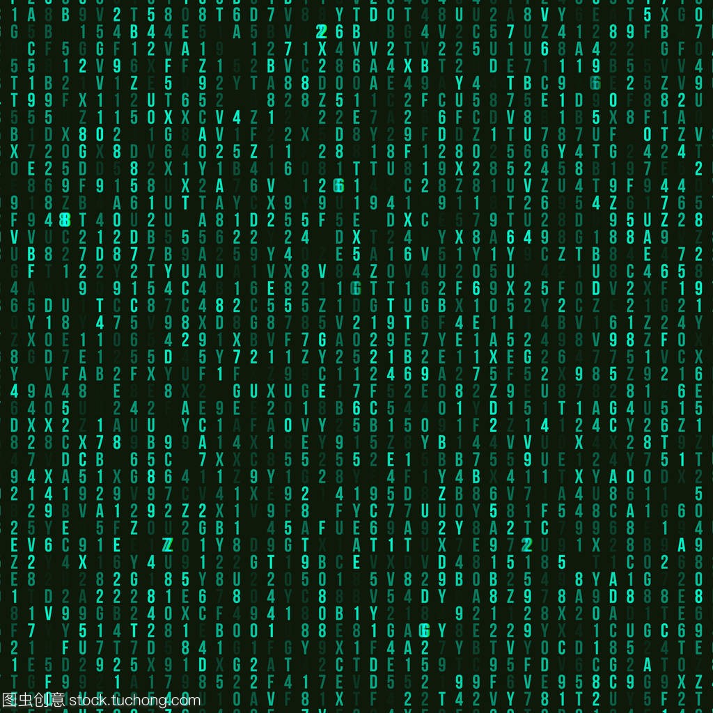 绿色的十六进制计算机代码。抽象矩阵背景。黑