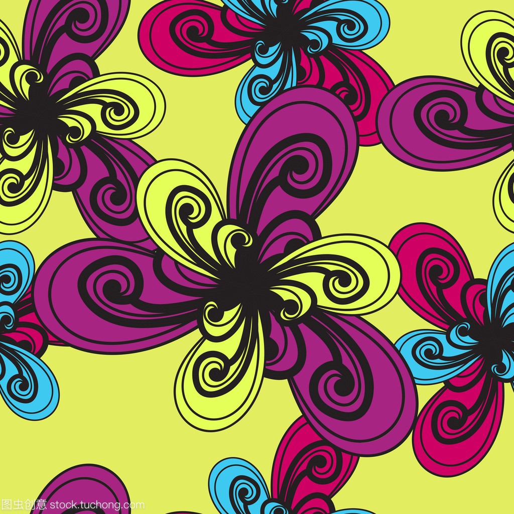 矢量花卉图案。抽象背景。绗缝纹理机智