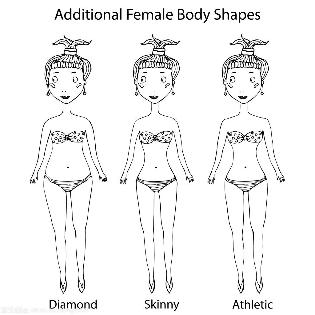 女性的身体形状类型。钻石、 瘦、 竞技的女孩