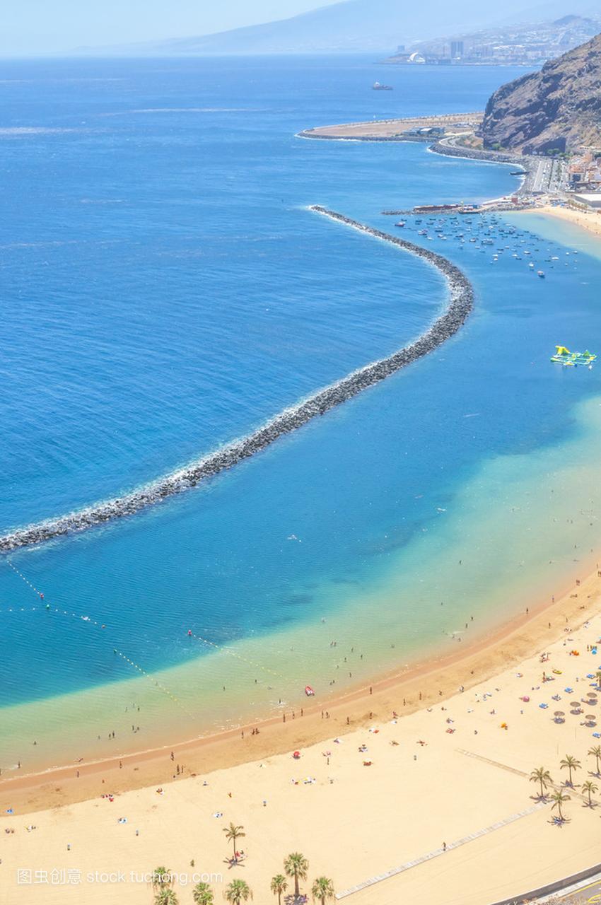 Las teresitas 海滩，特内里费岛，西班牙的视图