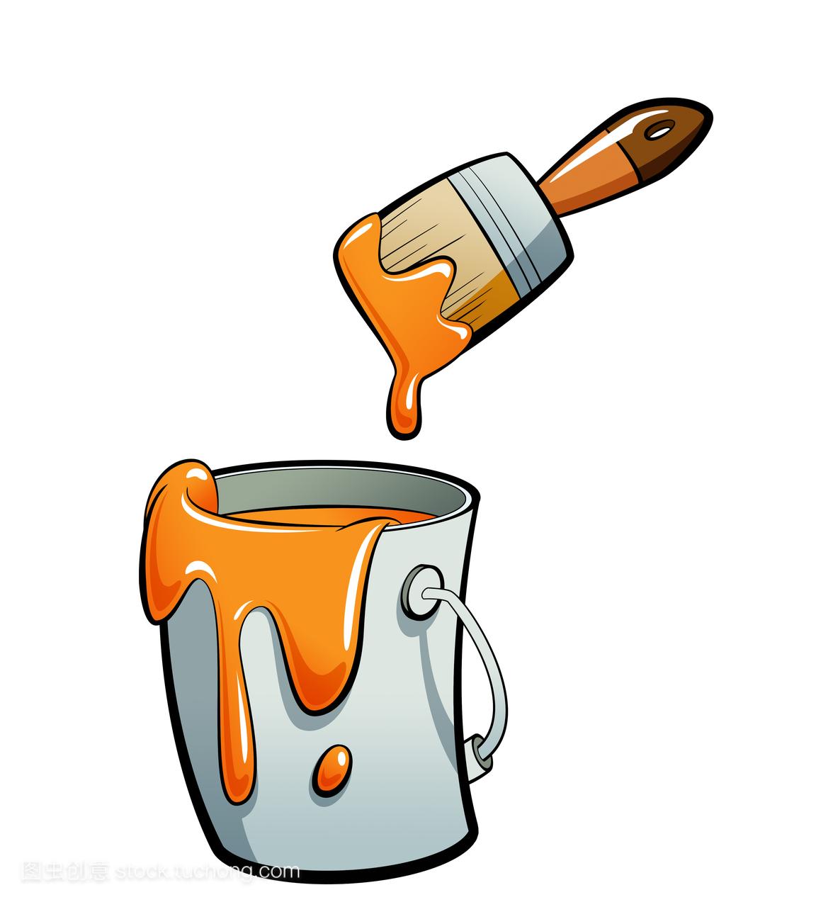 卡通橙色颜色漆油漆桶绘画中用的涂料