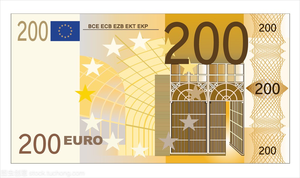 带有全息图的两百欧元钞票