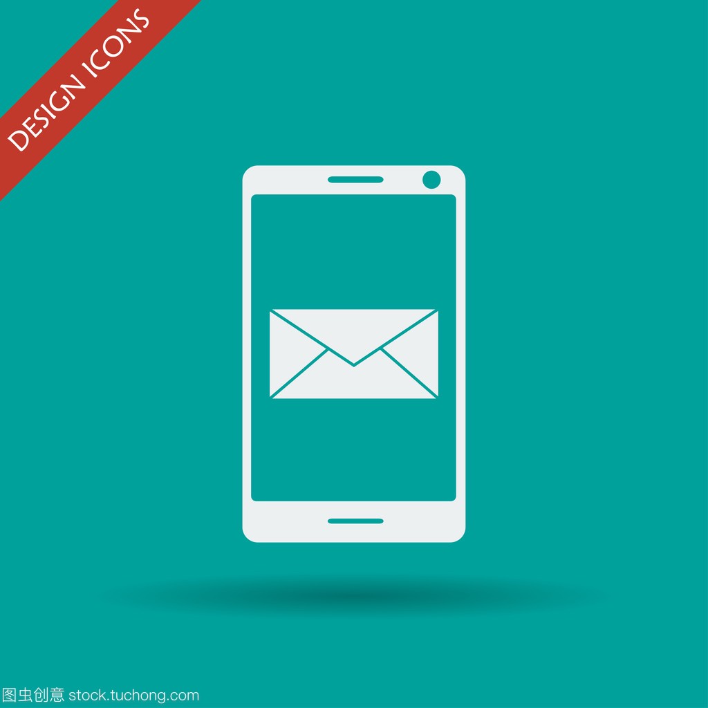 智能手机电子邮件或 sms 图标。移动邮件标志