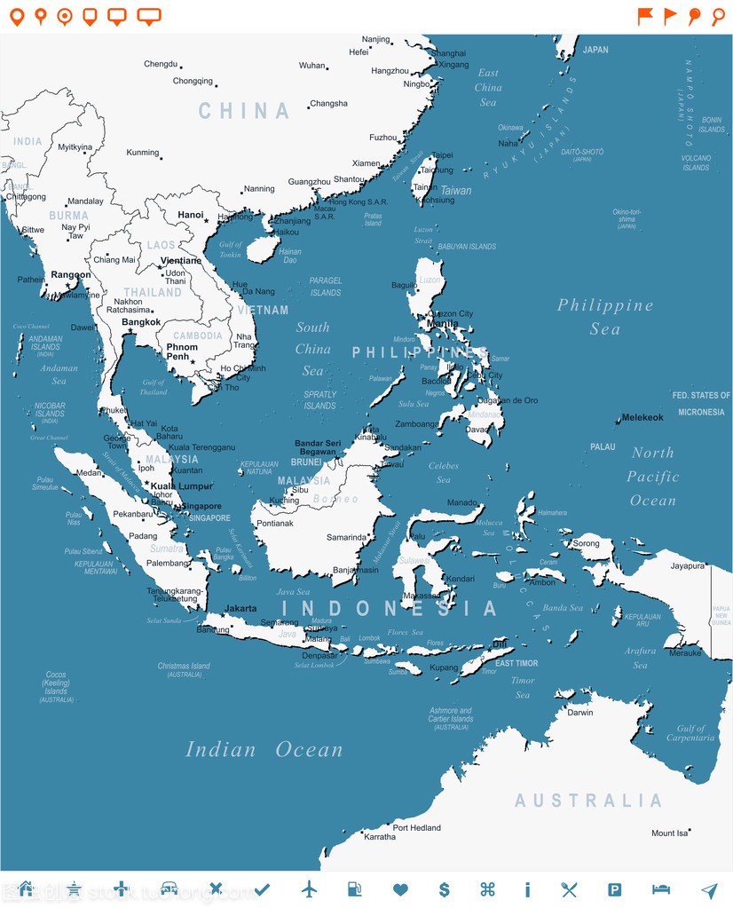 东南亚地区的地图和导航标签-插图