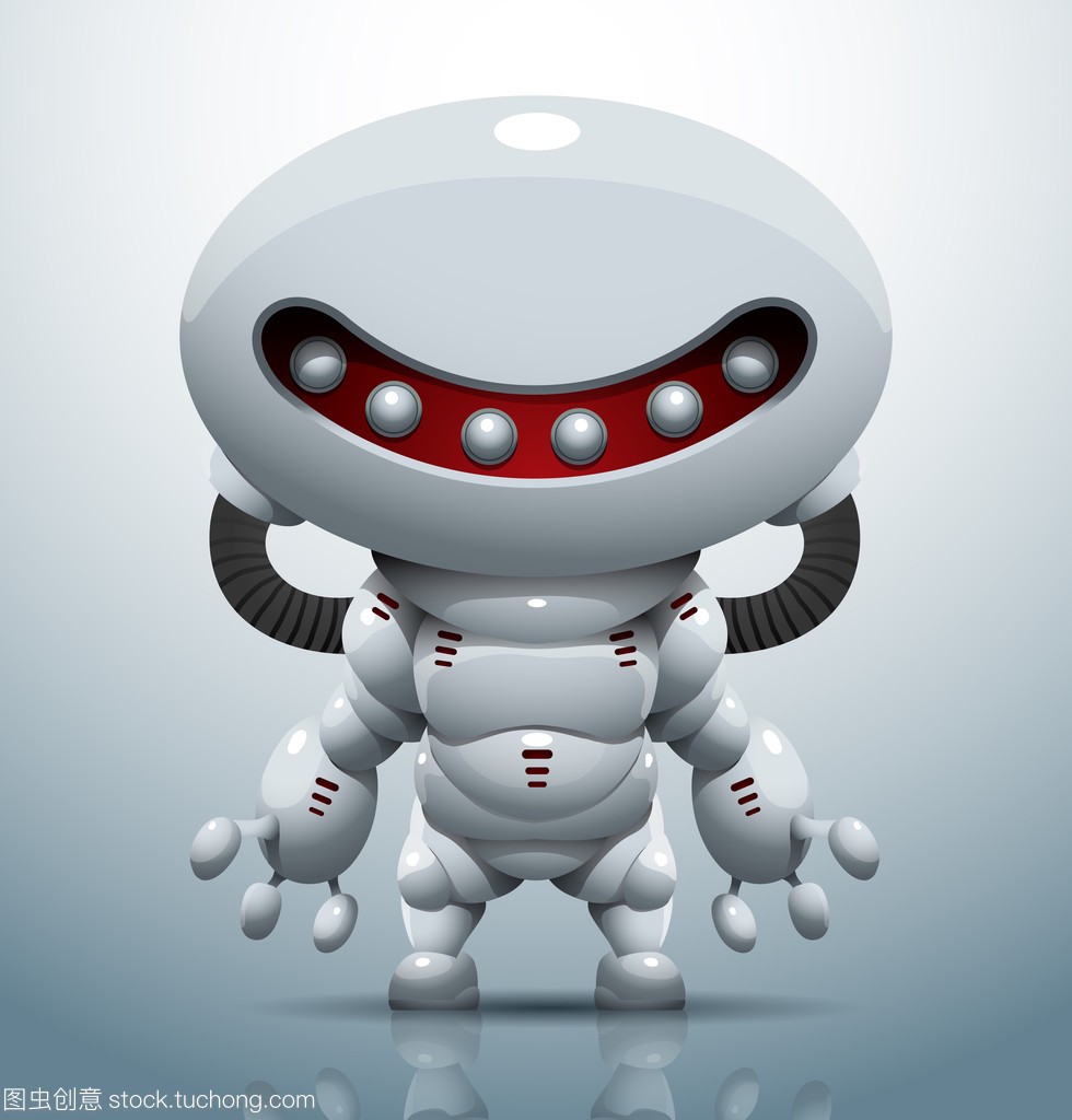 White robot with an oval red face