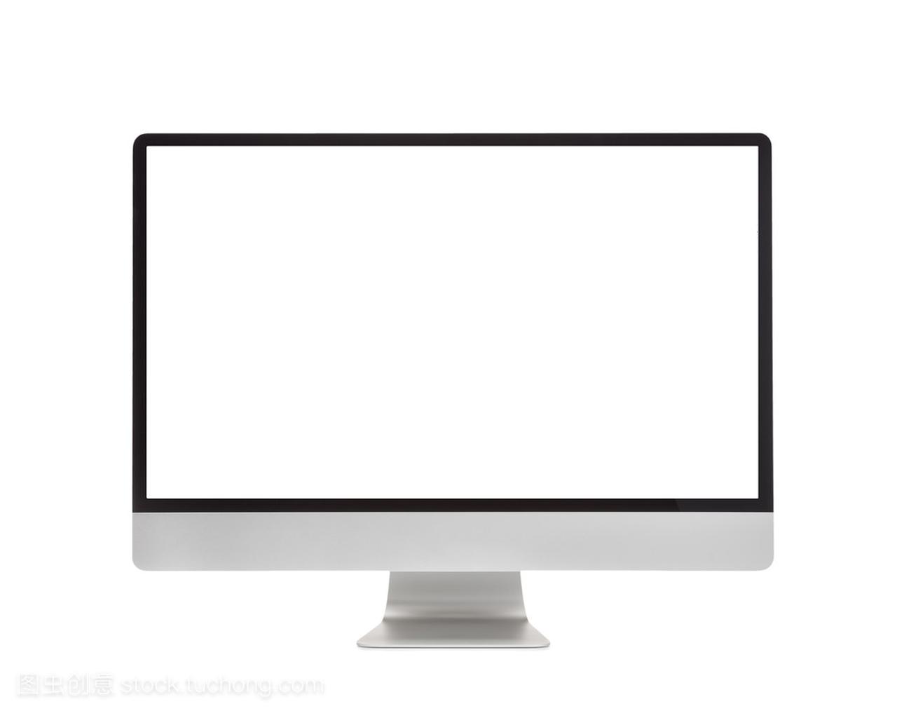 计算机监视器,像 mac 与空白的屏幕。白色背景