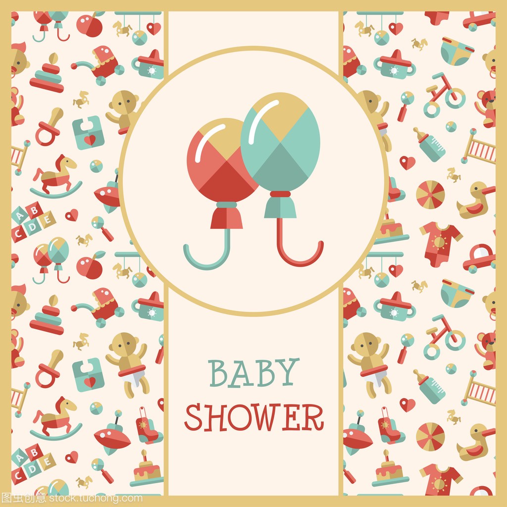 平面设计可爱的婴儿淋浴模板的说明