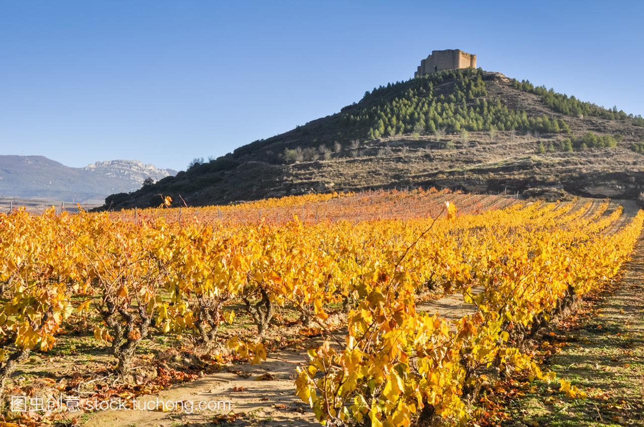 yards in autumn and Davalillo castle, La Rioja (