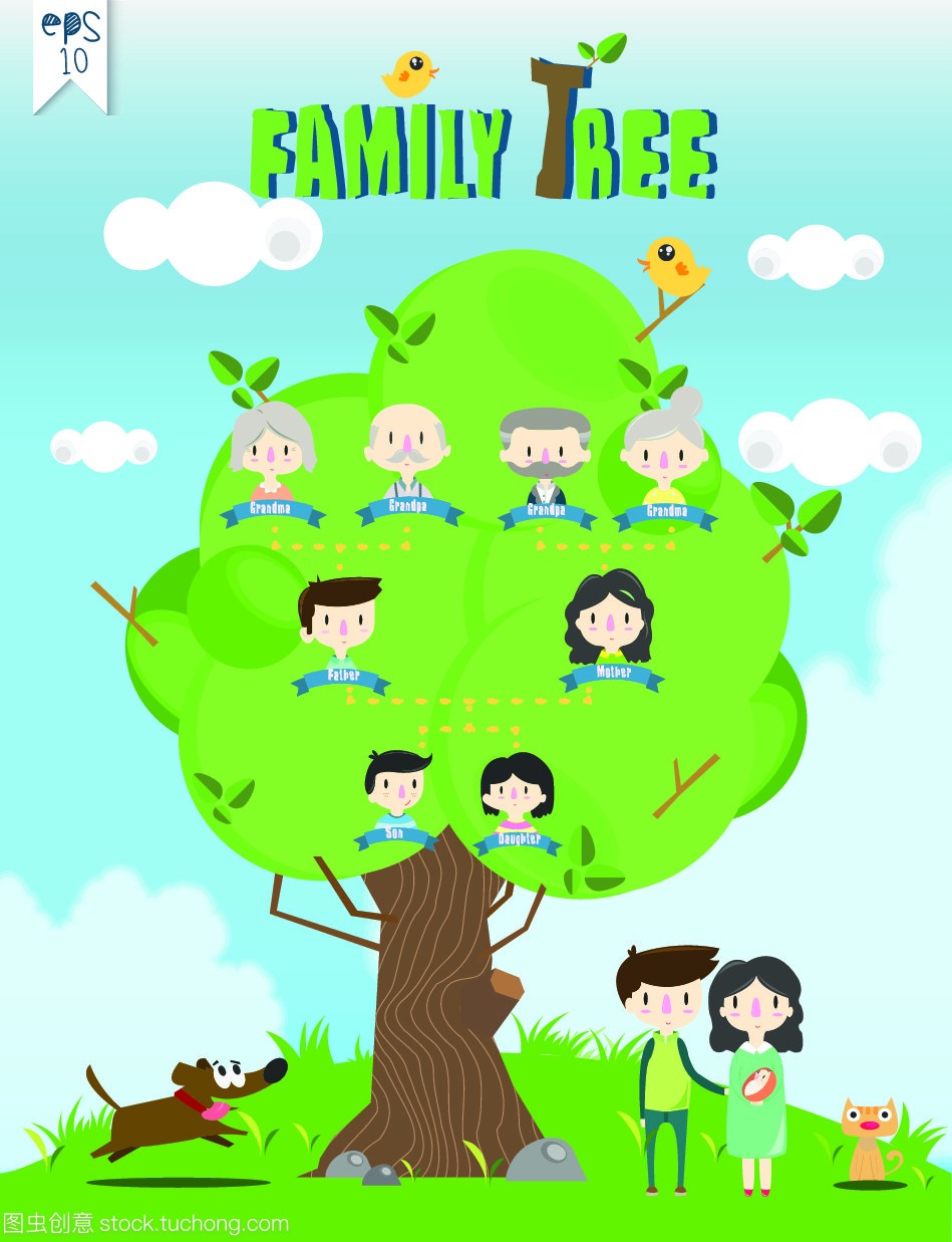 家庭树模板信息图形矢量\/插图