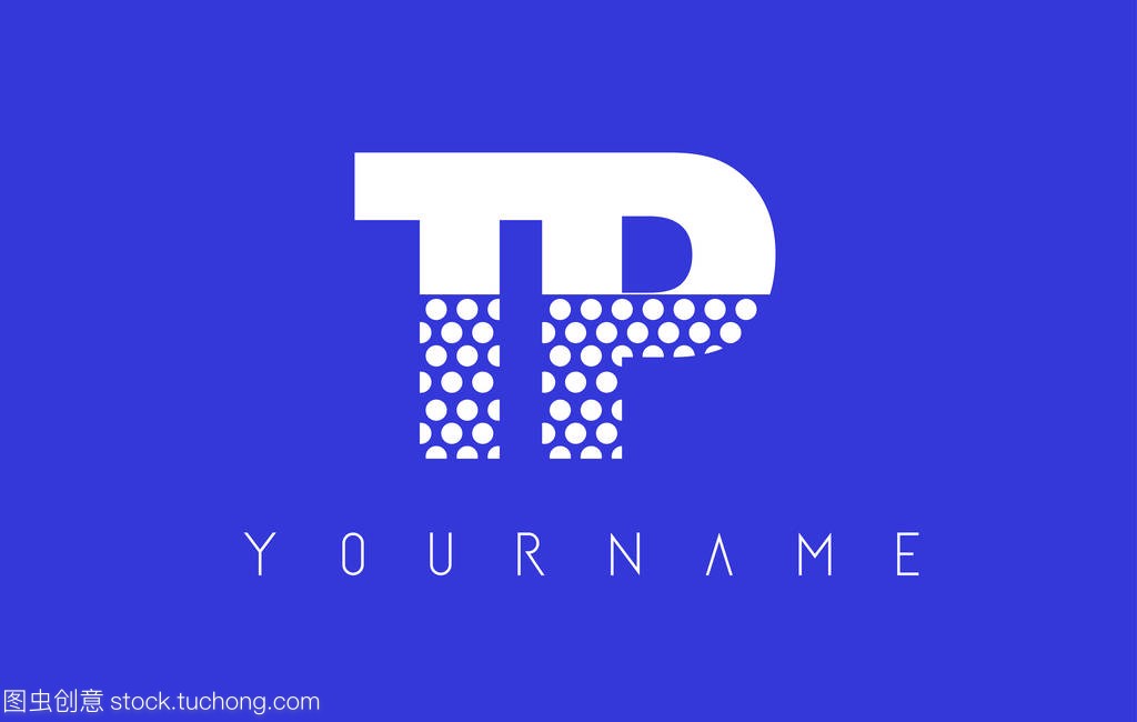 Tp T P 点缀蓝色背景字母标志设计