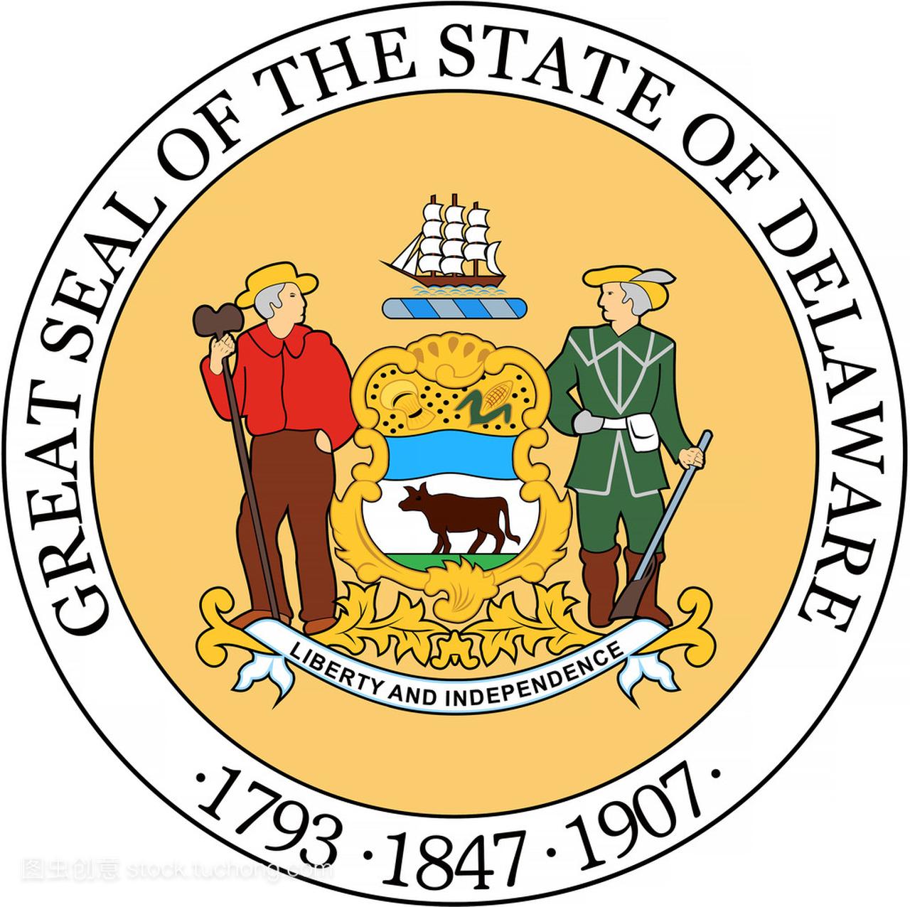 特拉华州徽章。美国