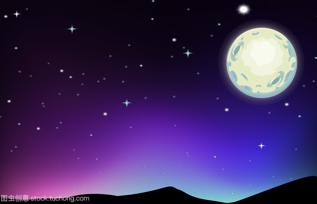 星星和月亮夜景