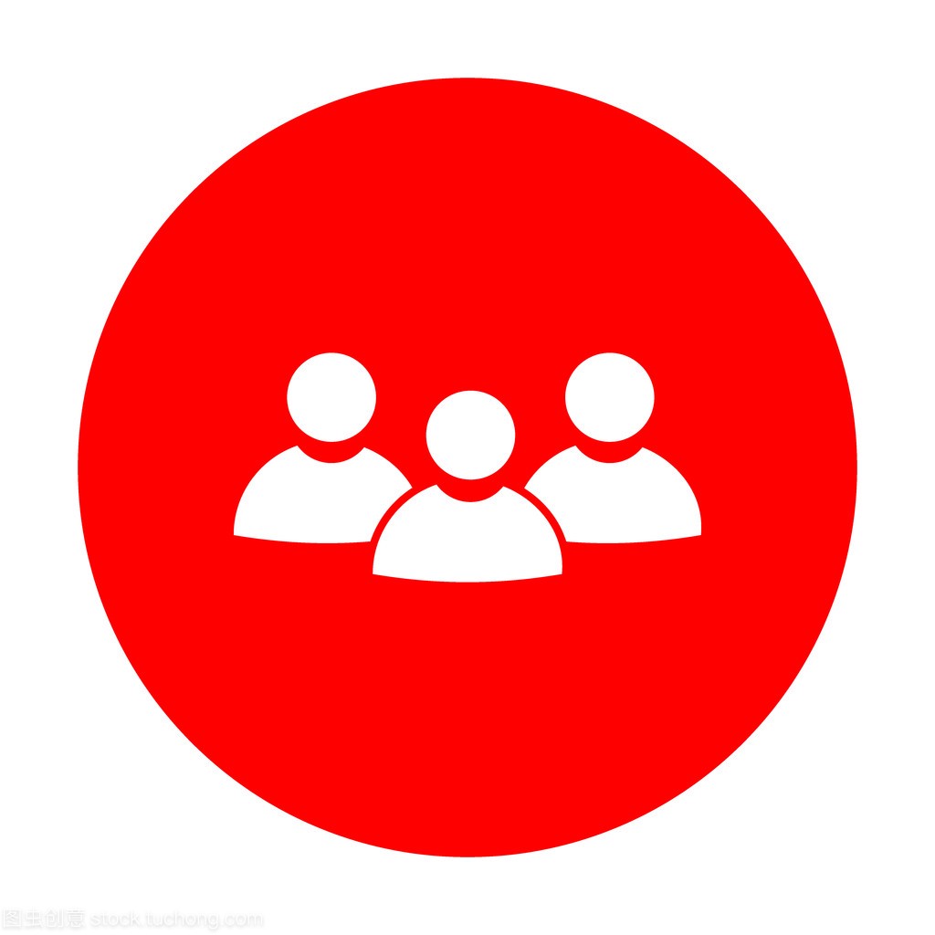 团队工作标志。白色图标上的红色圆圈