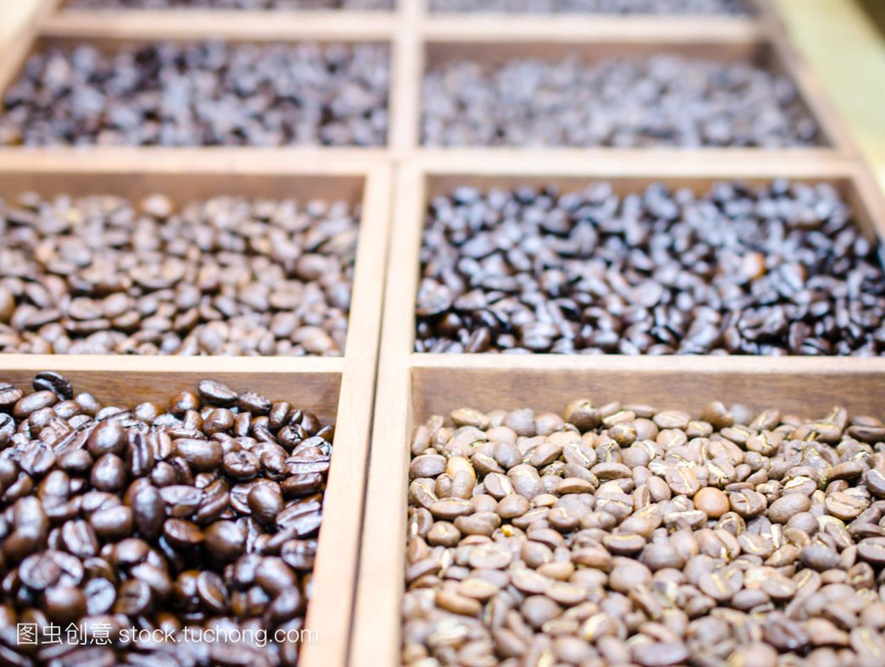 不同品种的咖啡豆为背景