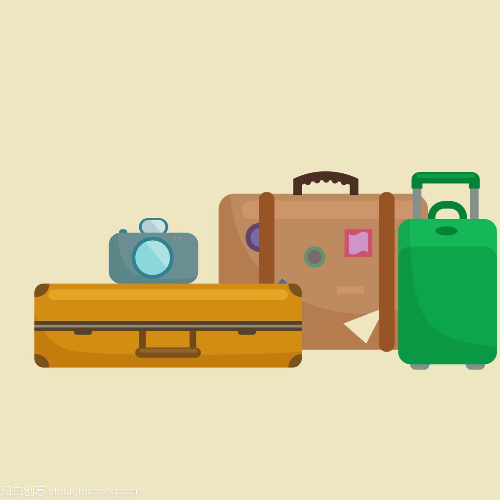 旅游包手提箱旅行或度假、 旅游图标行李进行