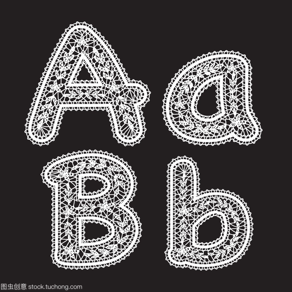 大和小写字母 a 和 b 都写在白色花边。花边字