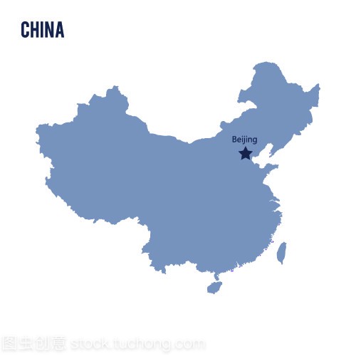 中国孤立在白色背景上的矢量电子地图