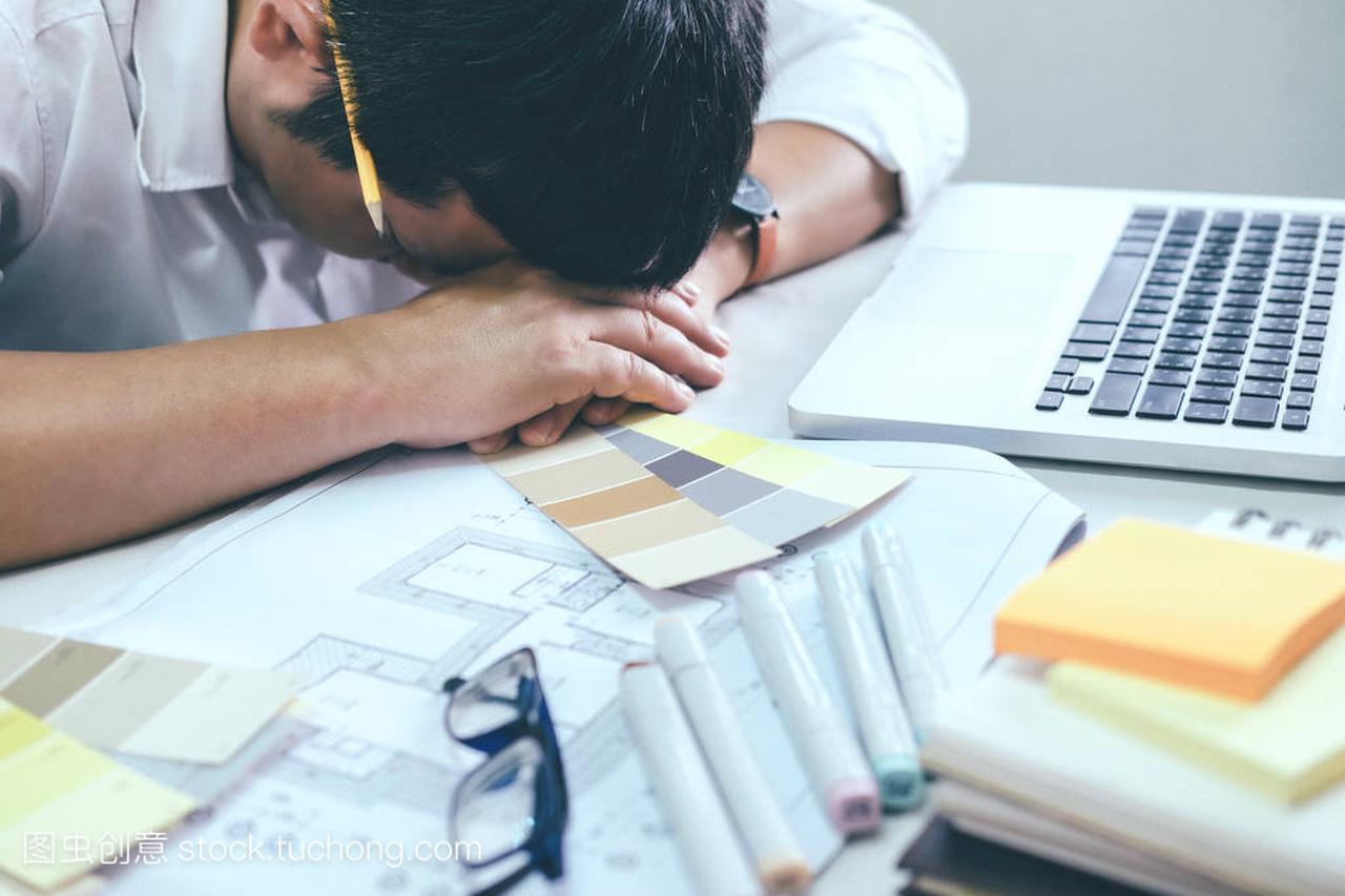 Tiresome and overwork concept. Architect or In