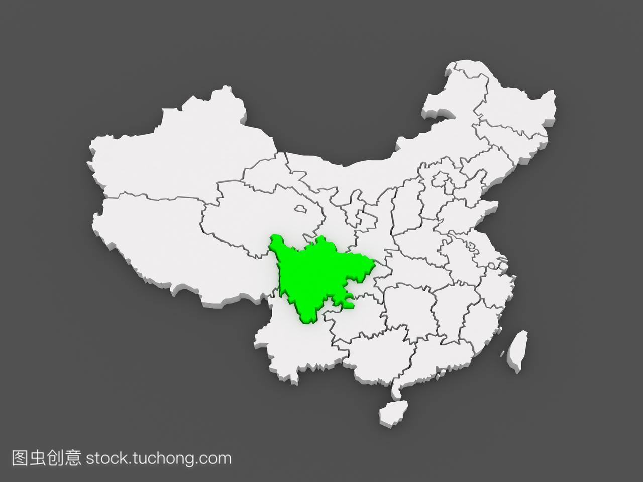 四川省的地图。中国