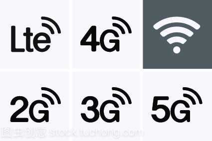 Lte、 2g、 3g、 4g 和 5g 技术图标符号