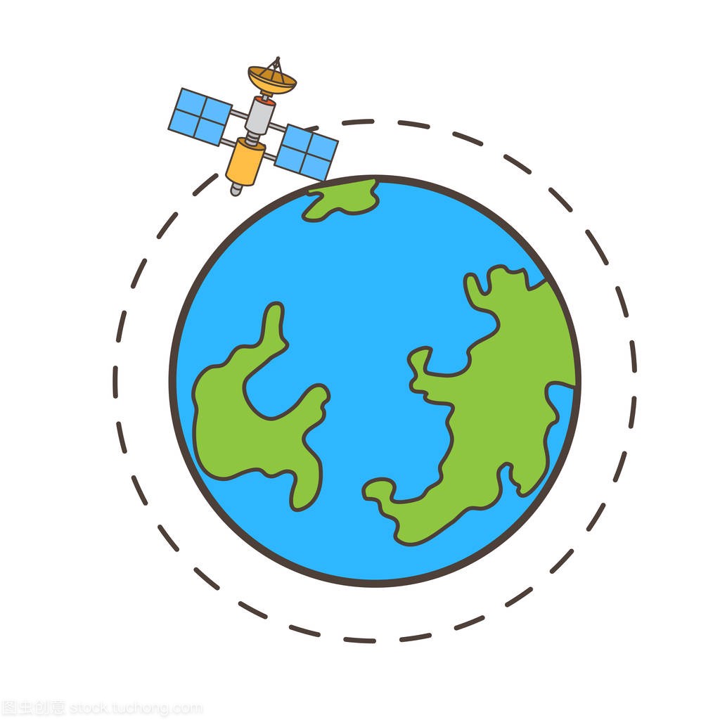 藍色的衛星 卡通插畫 中國航天 航天插畫, 科技航天, 藍色的衛星, 中國航天素材圖案，PSD和PNG圖片免費下載