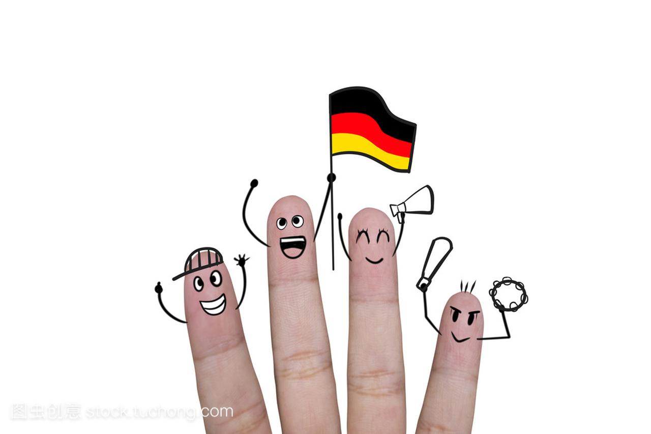 擎旗德国团队足球手指概念打气
