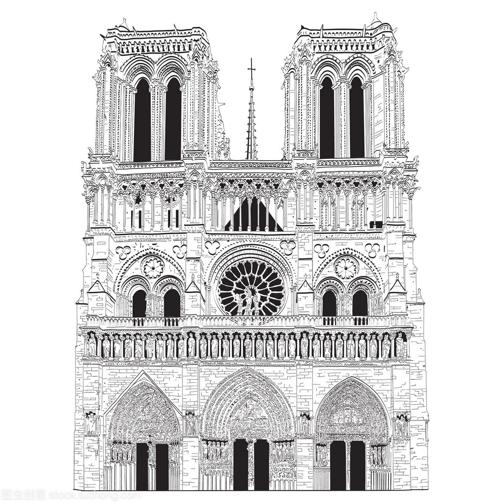 矢量图像的巴黎圣母院巴黎