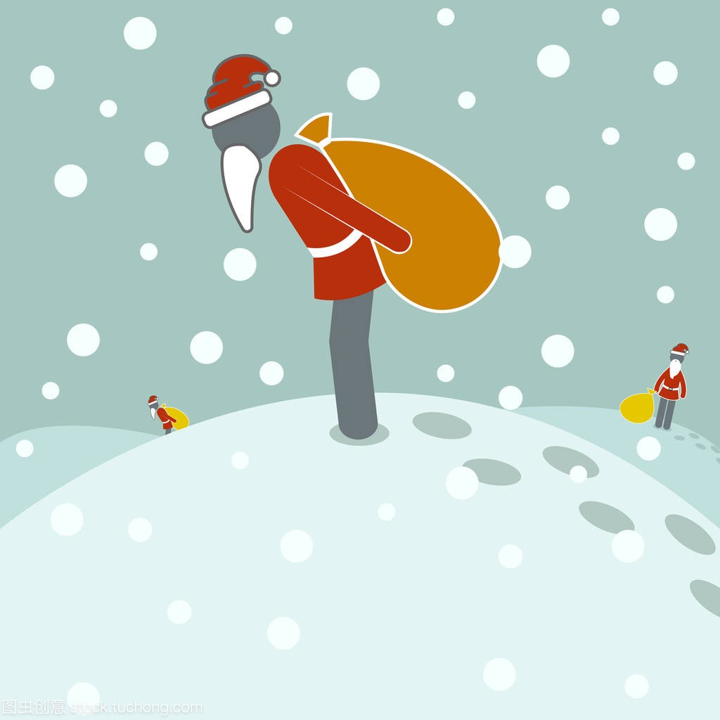 棍子在冬天上红色的帽子和外套熊包男子圣诞老