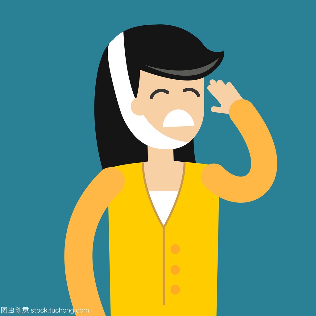 Dentist patient girl with toothache vector tools