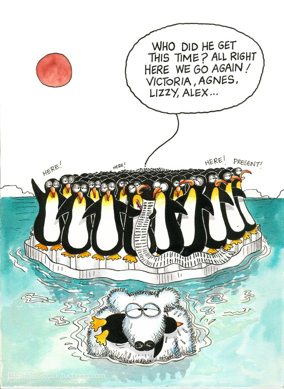 卡通笑话: 北极熊和企鹅