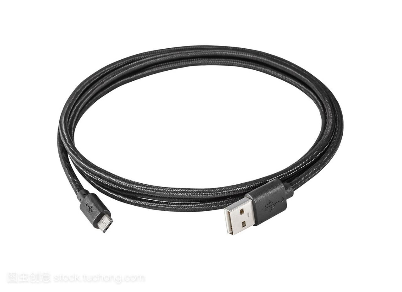 黑色编织线 usb 连接线电缆
