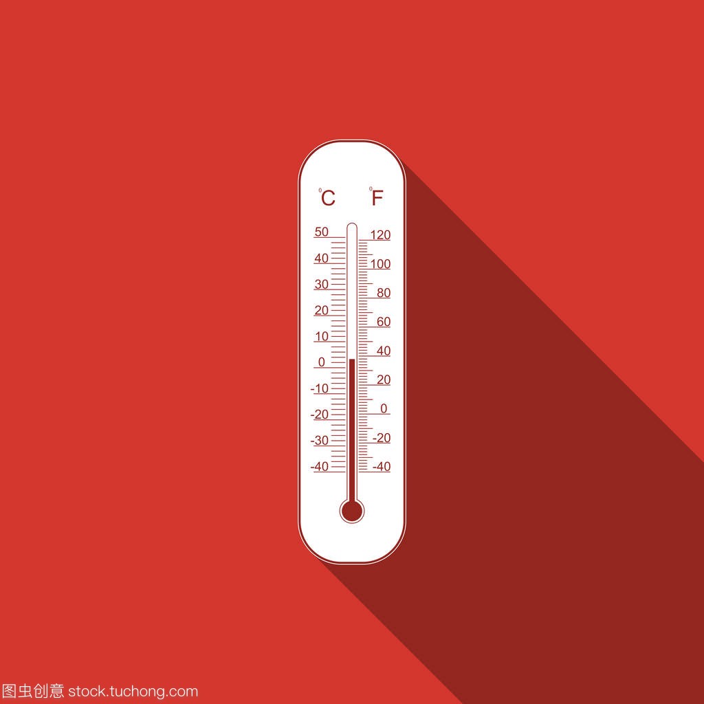 摄氏和华氏气象学温度计测量热和冷图标孤立与
