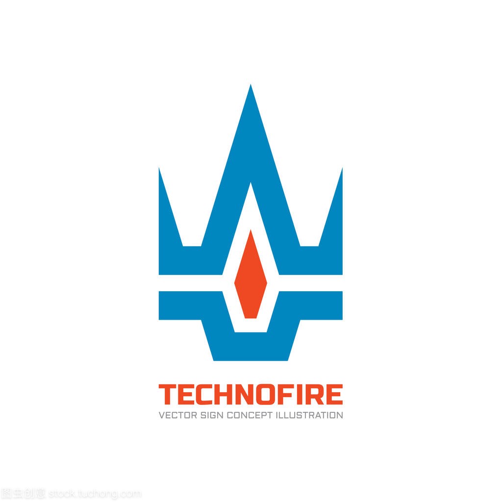 技术火-矢量 logo 模板概念插画。创造性的星座