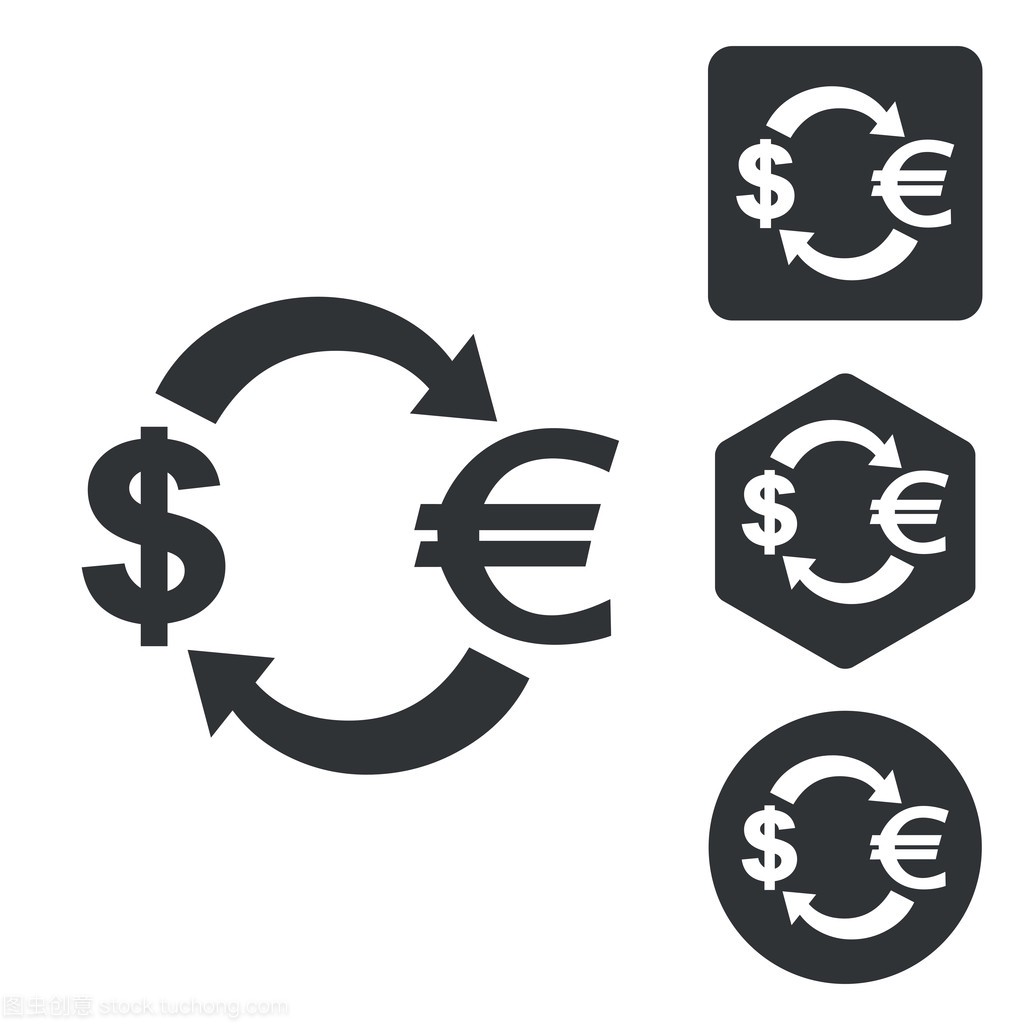 美元兑欧元汇率图标集单色
