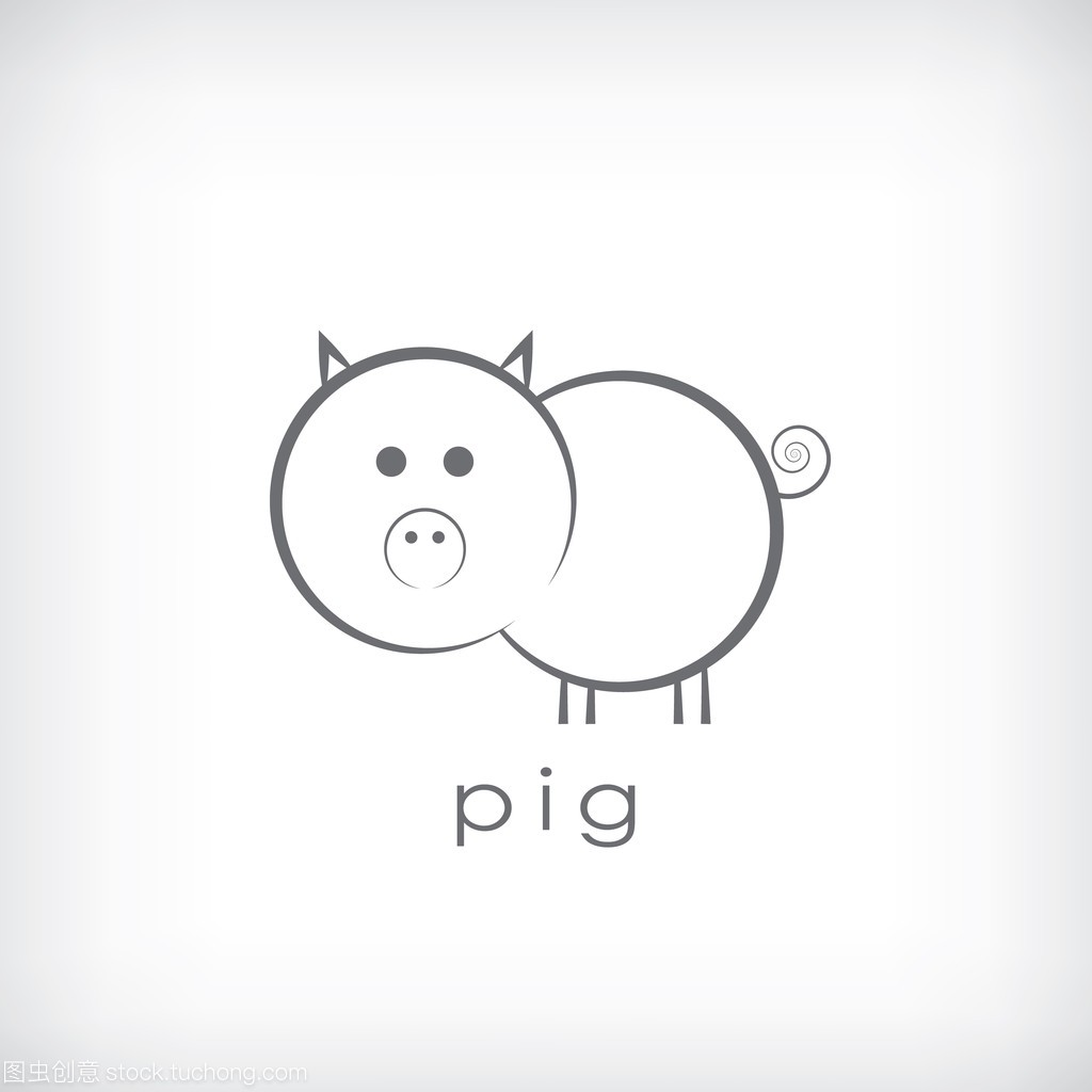 Cute little pig symbol in simple outlines suitable
