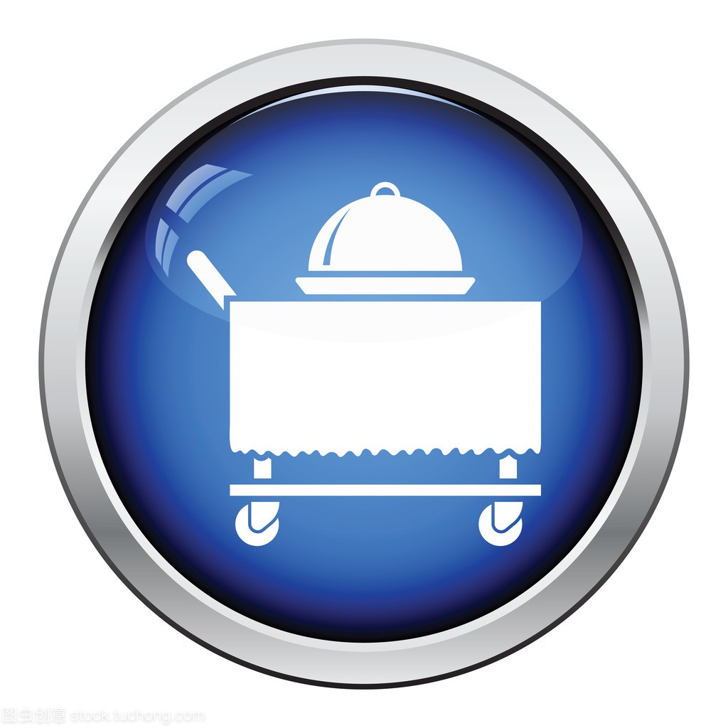 Restaurant cloche on delivering cart icon