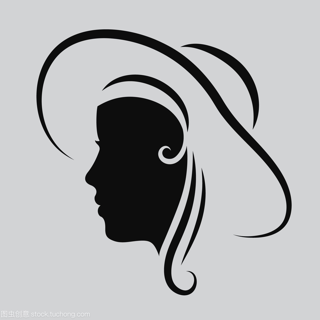女人脸上的标志。抽象的标志。配置文件美丽的