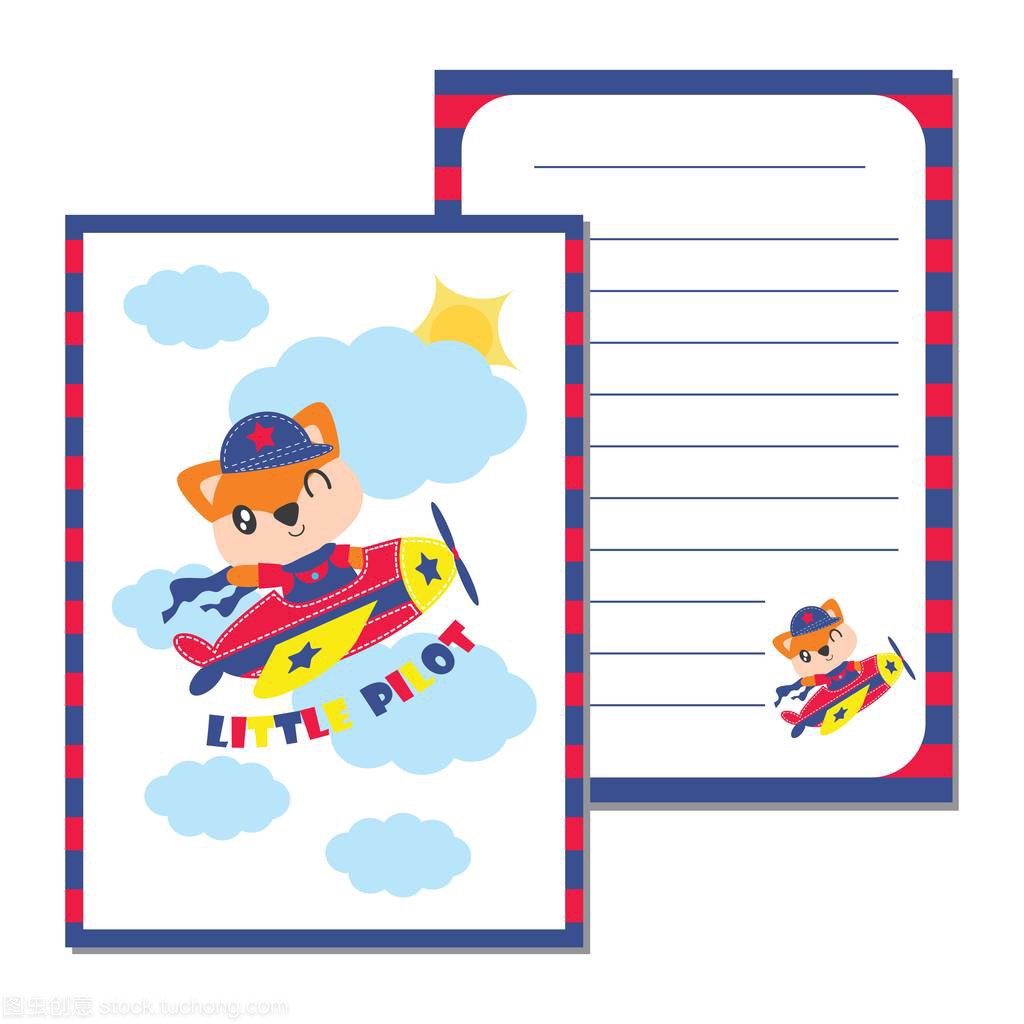 作为孩子纸卡设计天空矢量卡通插画小飞行员可